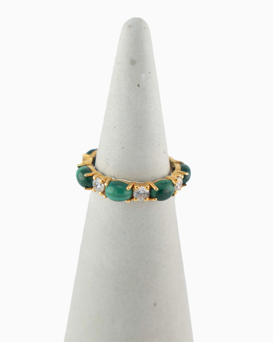 Rue du Muguet Skipping Stones ring in malachite material