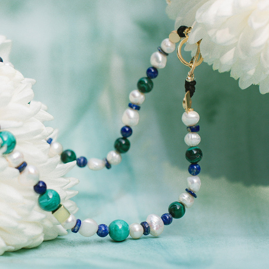 A necklace made of natural stones